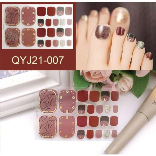 1Pcs Adhesive Full Cover Toe Nail Sticker Glitter Style Nail Supplies Foot Decal DIY Nail Art Creative Sticker Decoration