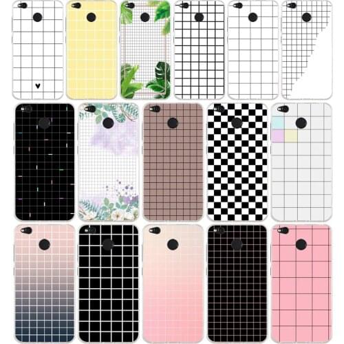 157SD Luxury Retro Black White Grid Soft Silicone Tpu Cover phone Case for xiaomi redmi 4A 4X note 4 4x mi A1 A2 lite