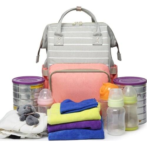2020 New Style Stripes Diaper Bag Multi-functional Waterproof Backpack Mom out Mass Fashion MOTHERS Bag