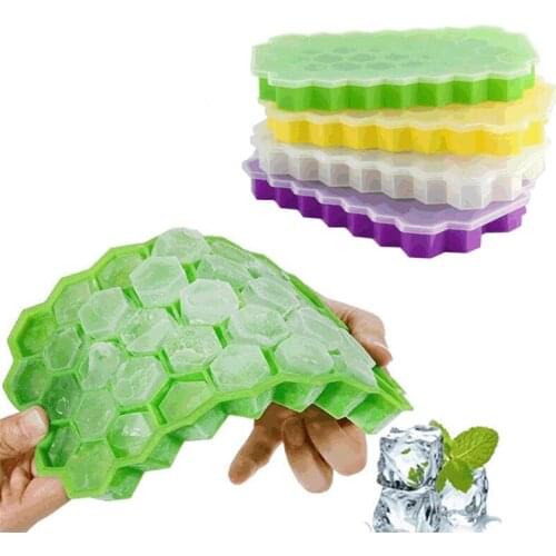 37 Cells Honeycomb Ice Cube Trays Reusable Silicone Mold Ice Maker With Removable Lids Suitable For Kitchen Bar Accessories