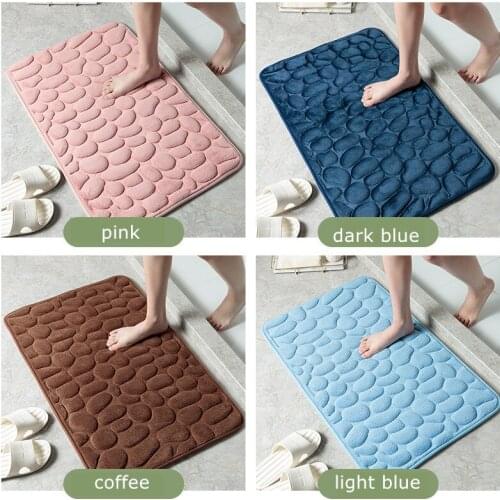 3D Embossed Bathroom Bath Mat Toilet Carpets Entrance Doormat For Shower Room Solid Color Memory Foam Floor Rugs In Bathroom