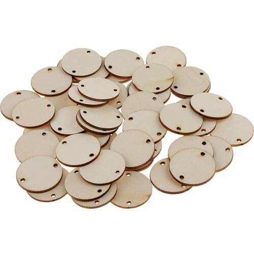 50 Unfinished Predrilled Wood Slices DIY Pendant Round Log Disc Decor 35x2mm