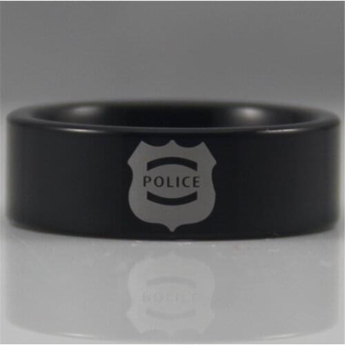 Free Shipping USA UK Canada Russia Brazil Hot Sales 8MM Black Pipe Police Deparment Design New Mens Tungsten Comfort Fit Ring