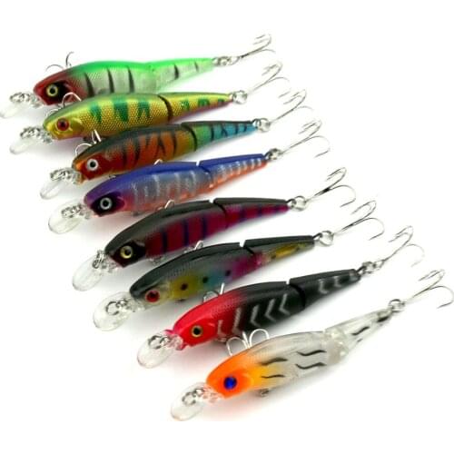 Big Sale 8pcs Jointed Fishing Lure Hard Artificial Fishing Baits Minnow Lure With 6#Hooks 3D Fish Eyes Fishing Tackle 8.8cm 7.5g