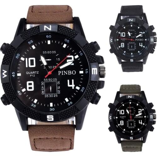 Luxury Mens Canvas strap Large Dial Military Sport Quartz Wrist Watch Mens Business Watch Quartz Wristwatch Relogio Masculino