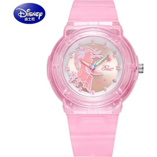 Disney Frozen Elsa Princess Girls Sport Casual Quartz Children Kids Wristwatches Transparent Luminous Hands Student Gift Clock