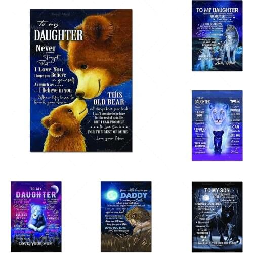 Nordic Childrens Wall Art Canvas Painting HD Prints Lion Family Poster Modular Picture Bedroom Living Room Home Decoration