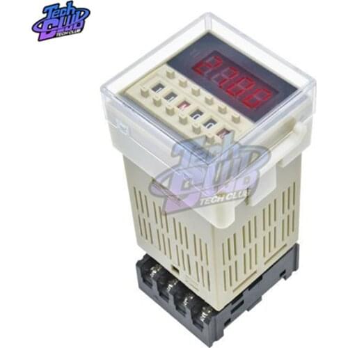 DC12V DH48S-S Programmable 8-segment 4-digital Double Display Time Delay Relay Socket Base Voltage DC24V AC110 AC220V