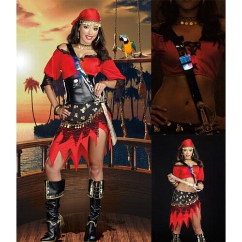 Sexy Women Halloween Pirates Outfit Sets Adult Pirates Costume Cosplay Caribbean Pirates Costume