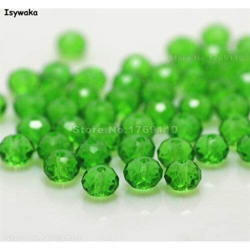 Isywaka Deep Green Color 4*6mm 50pcs Rondelle Austria faceted Crystal Glass Bead Loose Spacer Round Beads for Jewelry Making