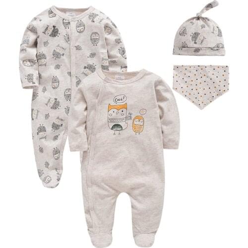 Honeyzone Baby Footies Jumpsuits 0-9Months Cartoon Organic Cotton Pajamas Body Suits For Baby Boy Girl Toddler Pyjamas Bebe