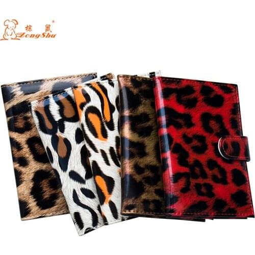 ZongShu Colorful Leopard Passport Cover Women PU Leather Travel Passport Holder Case Card ID Holders Girls Passport Wallets