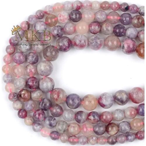4 6 8 10mm High Quality Natural Gemstones Plum Tourmaline Round Stone Beads For Jewelry Making Beads Diy Bracelet Necklace 15"