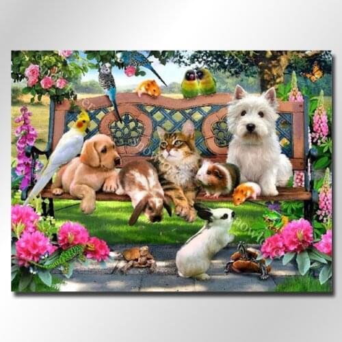Square full drill diamond embroidery dog needlework cross stitch set square diamond painting animal wall picture painting