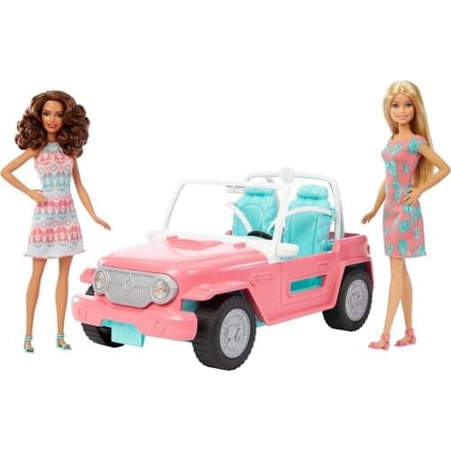 Mattel Barbie Jeep car with 2 dolls