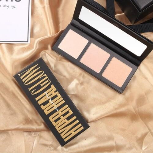 Shimmer Highlighter Powder Palette Bronzer Pallet Makeup Cosmetic handcraft Box 3 Colors