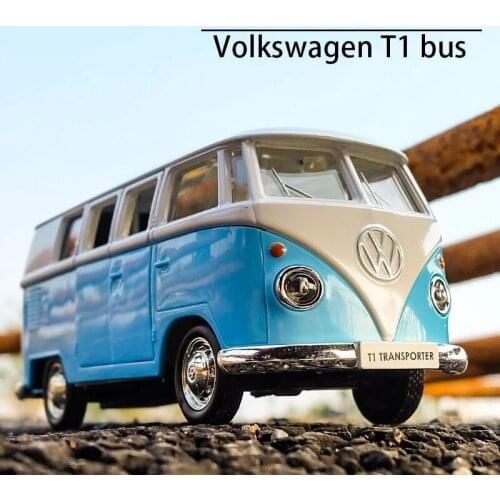 1/24 Volkswagen T1 Alloy BUS Alloy Model Diecasts & Toy Vehicles Car Metal Model Collection Sound light Girls Gift Free Shipping