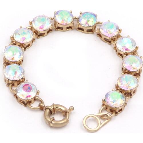 Fashion Jewelry Water Pink Crytal Dot Bracelet Rhinestone Chain Link Bracelets for Women