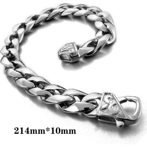 Trendy Knight Biker Bracelet Stainless Steel Bracelet Silver Black Mens Large Heavy Bracelet Size Length 10mm Width 214 mm
