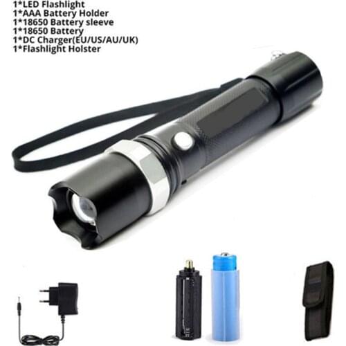 Powerful led flashlight rechargeable Zoom torch T6 V6 LED hand lamp 18650 Battery flash light use for Camping Hiking checking