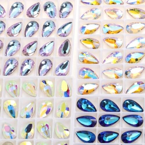 Pipatian Rhinestone Nail Stickers Drop Crystal Colorful Crafts Decoration Clothes Glue on Diamond Jewelry Accessories Gemstone