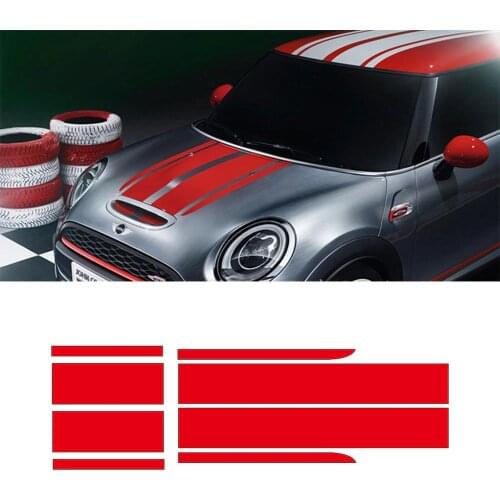 Hood Rear Trunk Stripes Decal Stickers Car Styling Accessories Stickers for Mini Cooper F56 JCW Only Black and Red