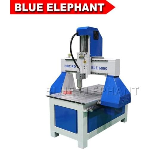 Mini desktop cnc router 6090 3 axis 2.2kw spindle helical rack gear frame steel structure