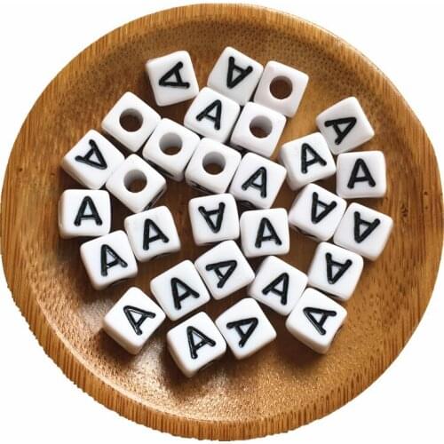 New Arrival Acrylic Letter Beads Cube 8*8MM Plastic Alphabet Beads Single Initial A Printing Sqaure Beads for Knit Bracelet
