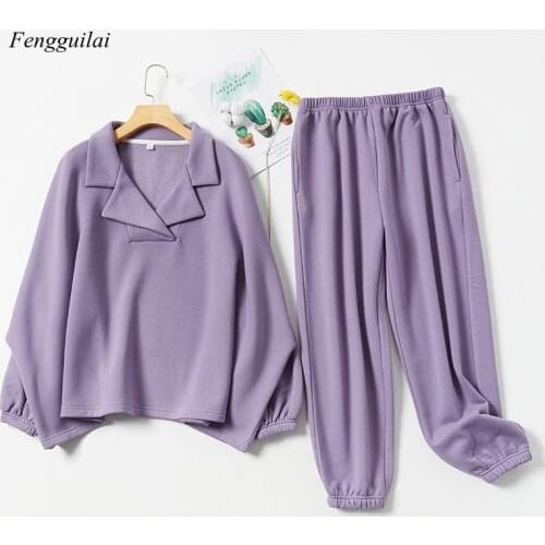 Autumn Women 2 Piece Set Pants Hoodies Tracksuit Sweatshirts Casual Long Sleeve Solid Suit Female