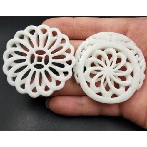 Natural White Jade Hollow out windmill Pendant Necklace Fashion Jewellery Accessories Hand-Carved Lucky Amulet Gifts Women