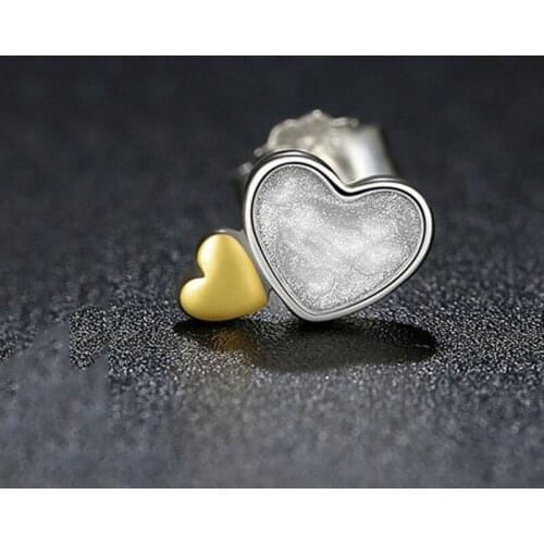 Pan Jiachun silver earrings cute white earrings gold bright heart shape s925 silver earrings Valentines Day gift female
