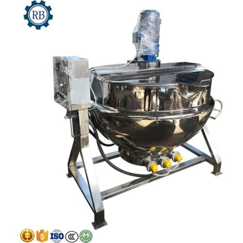Popular Profession Tilting gas 110v jacketed cooking kettle with mixer kettle Fruit Jam Cooking Equipment