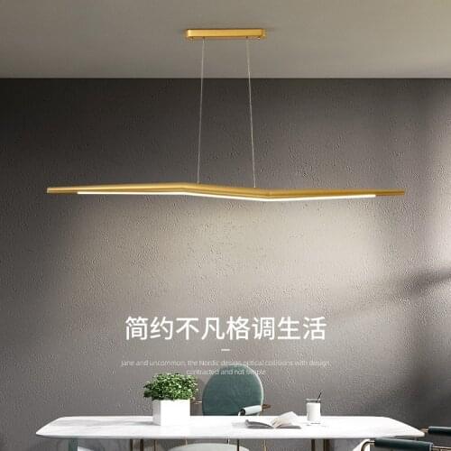 Simple LED Long Chandelier Modern Kitchen White/Black/Gold/16/20W Hanging Light Dining Bar Office Coffee Restaurant Pendant Lamp