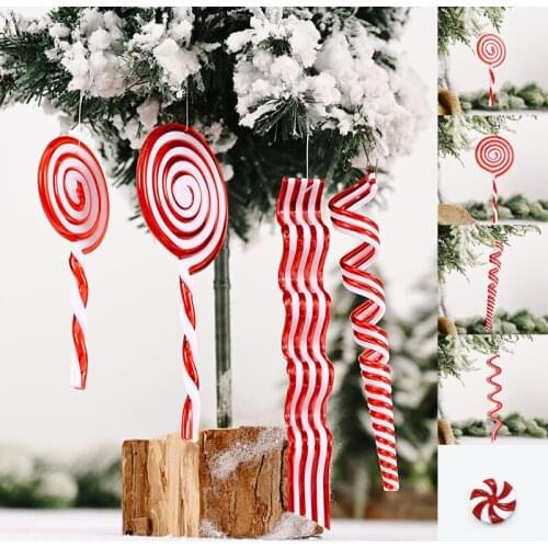 Christmas Creative Red and White Candy Pendant Plastic Lollipop Pendant Christmas Tree Decoration Pendant