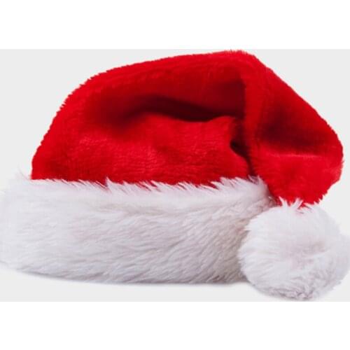 2pc Christmas Cap Thick Soft Plush Santa Claus caps Christmas Hats ornaments Christmas dress Decoration For Adults And Children