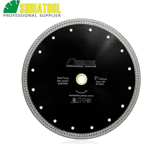 SHDIATOOL 1pc Dia 9" Hot pressed sintered Mesh Turbo Diamond Saw blade 230mm Dry or Wet Cutting Disc For Ceramic Tile