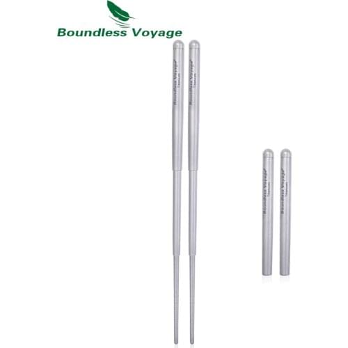 Boundless Voyage Foldable Telescopic Titanium Chopsticks Travel Picnic Folding Cutlery Outdoor Spork Camping Tableware Mess Kit