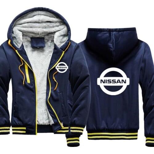 Winter velvet thickening Mens Hoodies Nissan car logo printing Sweatshirt Fashion Solid color New Casual Mens Sweatshirt