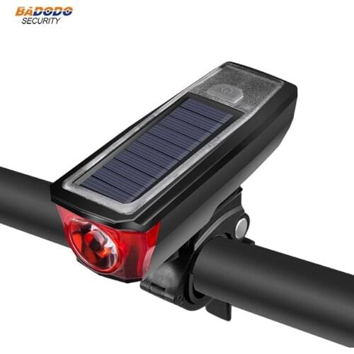 Solar Powered Bike Light lamp Waterproof 350 Lumen Bicycle Bell Light LED USB Rechargeable Lamp Front Headlights Bike Light