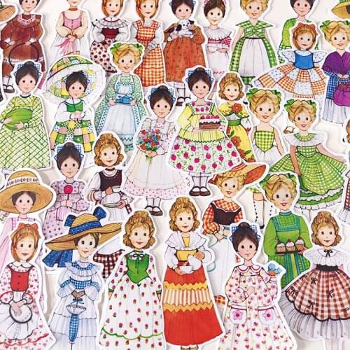 38PCS vintage doll Stickers Crafts And Scrapbooking kids toys book Decorative sticker DIY Stationery