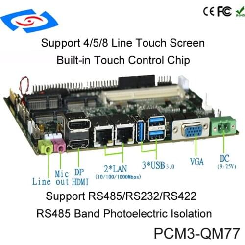 High Quality Intel QM77 Chipset Fanless Industrial Desktop Mainboard With RS485 Multiple USB Motherboard