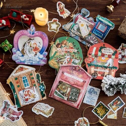 XINAHER 40 Pcs/bag vintage golden christmas ticket angel paper sticker package DIY diary decoration sticker album scrapbooking