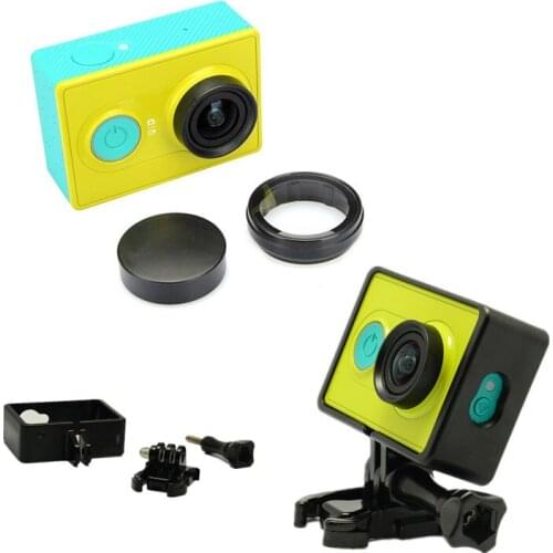Protective Frame Case Cover With Buckle Mount+Screw for Xiaomi Yi Xiaoyi Sport Camera Accessories+UV Filter Lens Cap Protector