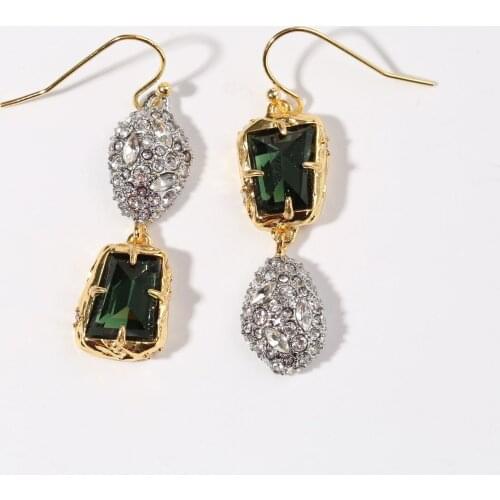 Women rhinestone shiny full inlaid zircon drop earrings