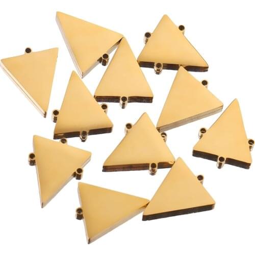 10PCS Gold Triangle Stainless Steel Pendants Earring Charms Connectors for DIY Jewelry Making Supplies Wholesale Items Craft