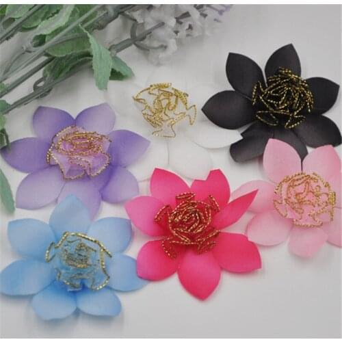 20PCS Mix Organza Ribbon Rose Flowers Bows Padded Felt Appliques Upick A259