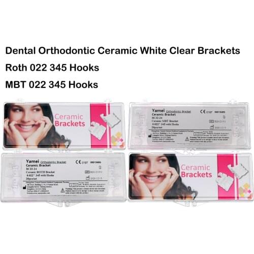 200 Pcs Dental Orthodontic Ceramic White Clear Brackets ROTH/MBT 022 Slot 345 Hooks