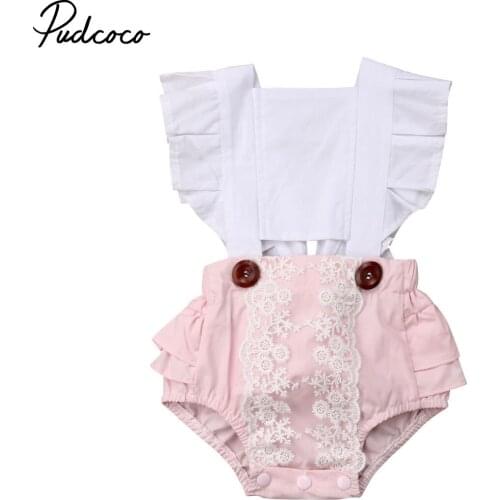 2019 Baby Girl summer clothing lace dot flower Backless Romper Jumpsuit Outfits for newborn clothes children kid toddler