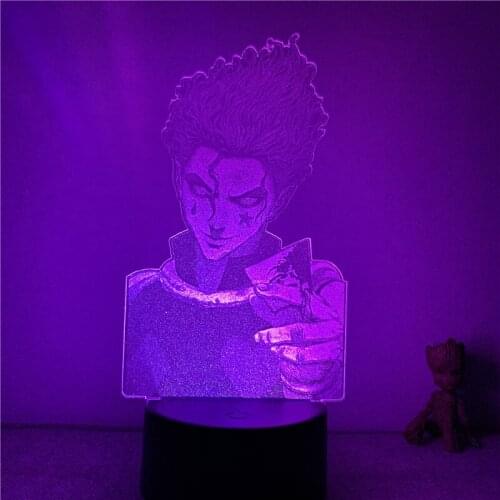 3D Nightlight Animated Real Ver. Hunter X Hunter Hisoka Smile Fighting Figure 7 Colors Touch Illusion Table Lamp Gift Decor Ligh