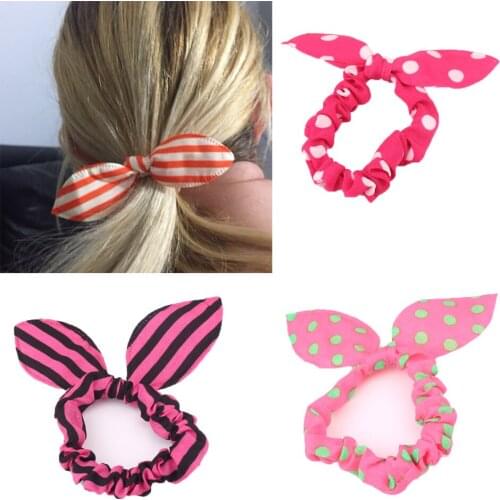 5 Pcs/lot Hair Accessories Cute Bunny Girl Flower Hair Clip Headband Rabbit Ears Dot Hairband Elastic Hair Band